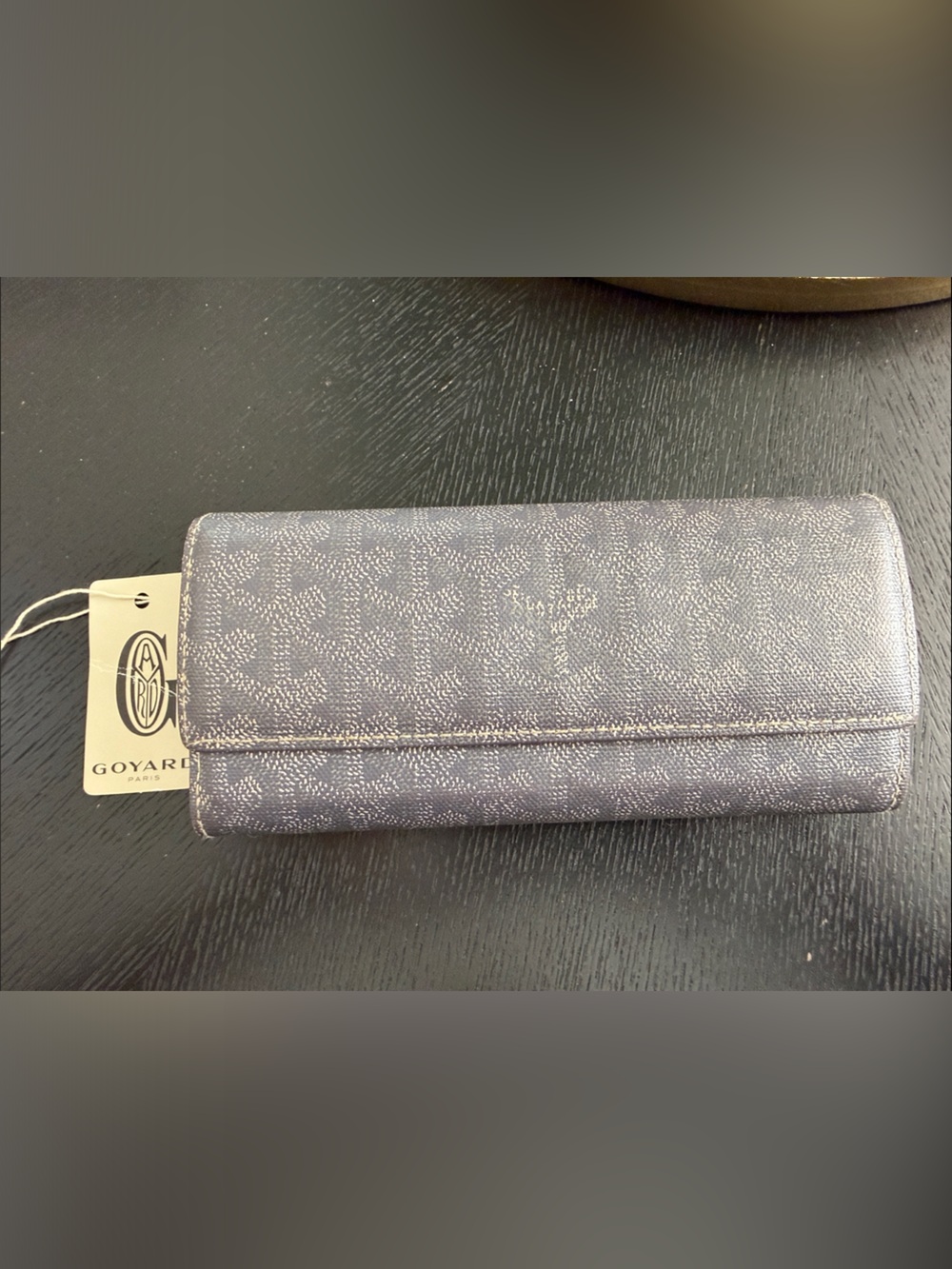 Goyard **authentic **Grey Goyardine Long Wallet- yellow interior